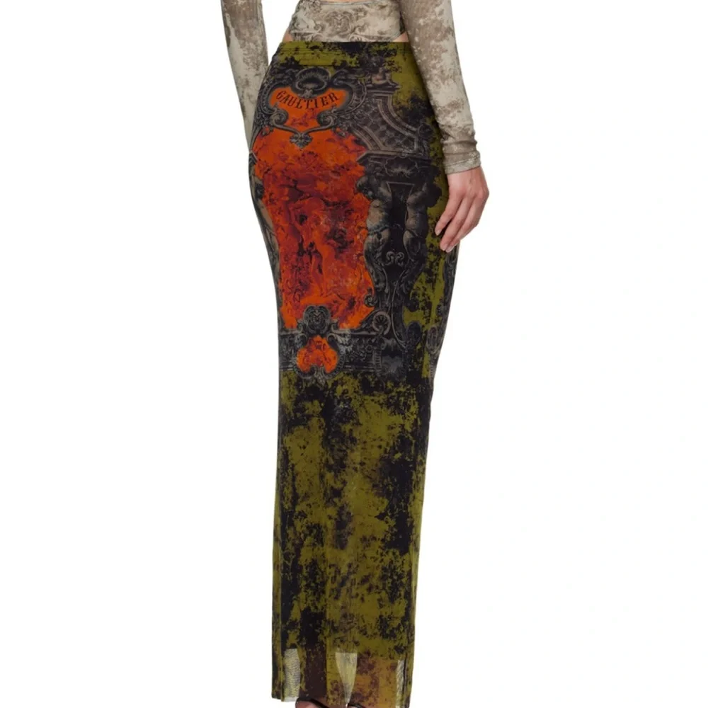 Jean Paul Gaultier Orange and Black Maxi Skirt - Picture 2 of 8